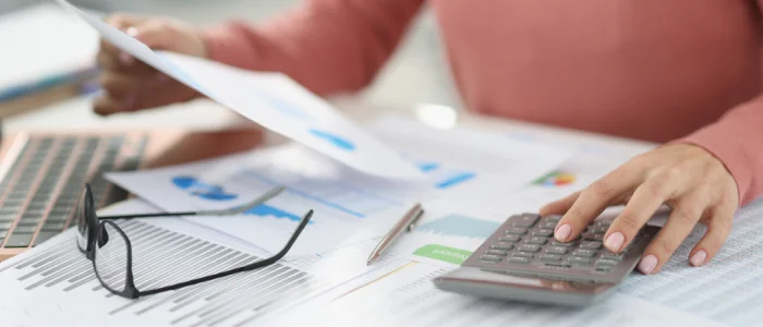 Woman reviewing business financials