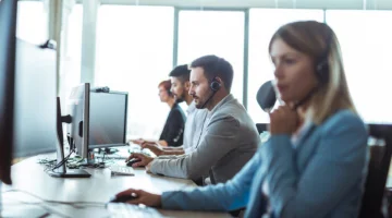 Colleagues working in call center