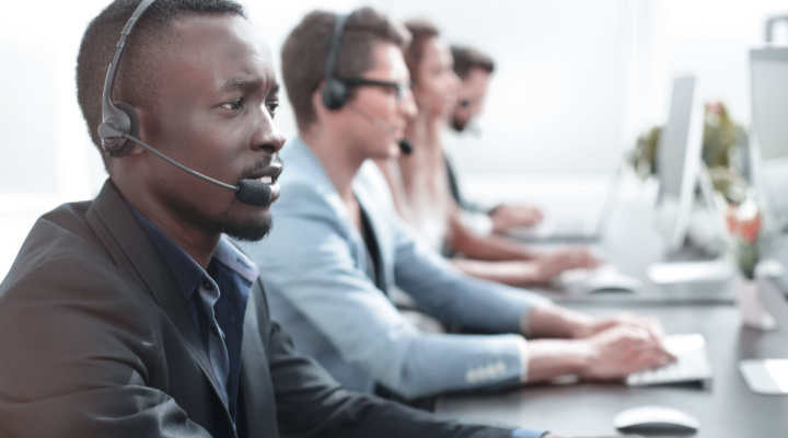 call center employees at desks