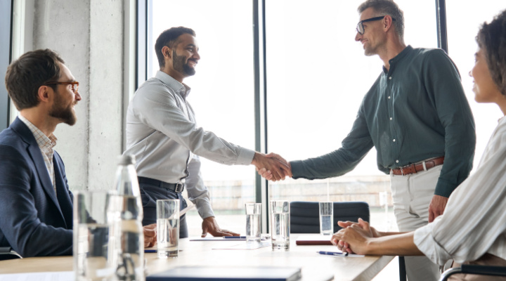 Businessmen shake hands on a deal