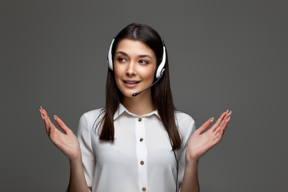 Smiling call center agent