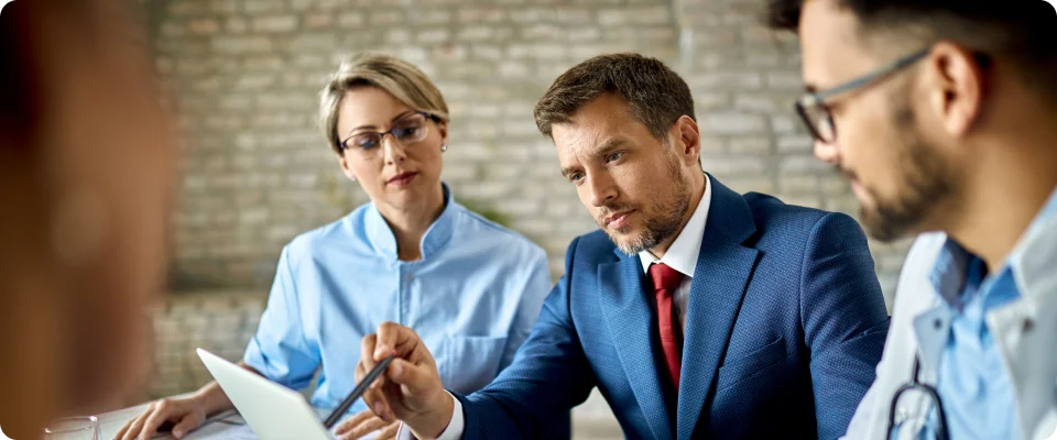 Front view of a business meeting