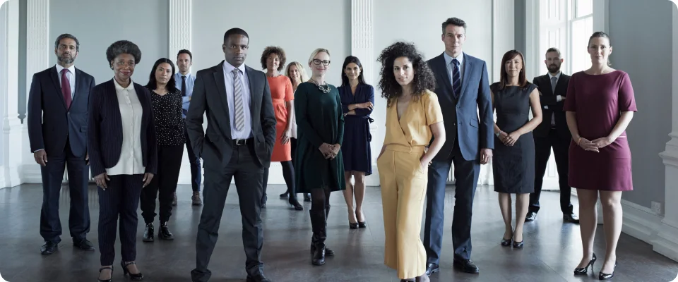 Front view of businesspeople standing